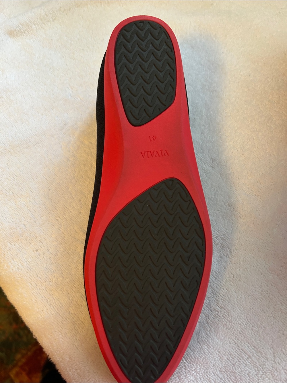 VIVAIA Black Knit Ballet Flats with Red Cushioned Insole - Picture 5 of 6